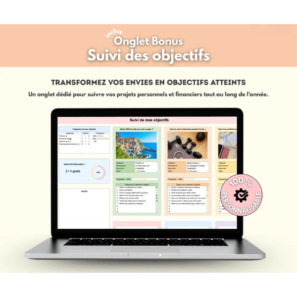 Budget mensuel & annuel – Suivi finances & épargne (Excel / Sheets)