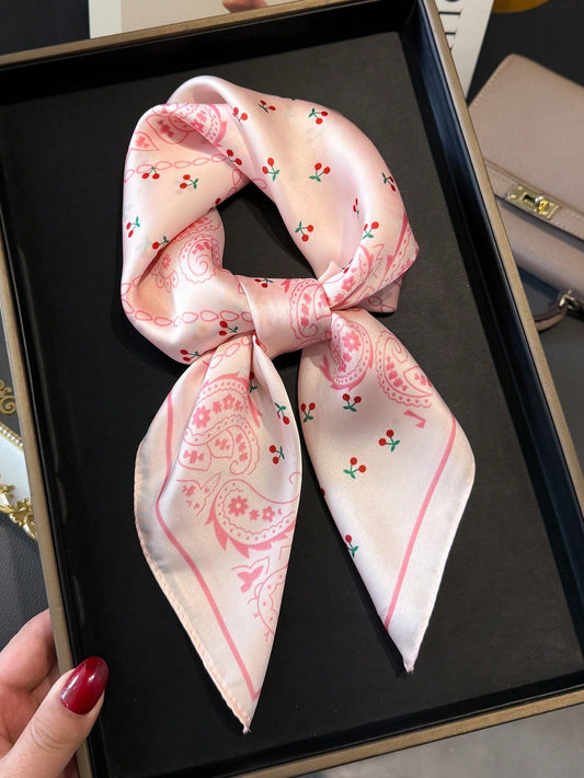 Foulard Carré Satin Femme – Imprimé Paisley Vintage | Léger, Élégant & Polyvalent