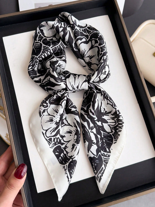 Foulard Carré Femme Vintage – Satin Léger Effet Soie | Style Élégant et Bohème