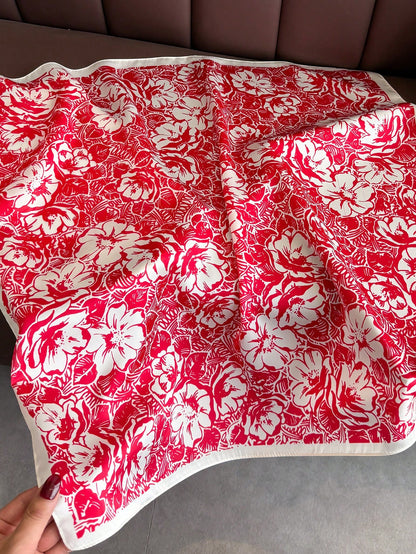 Foulard Carré Satiné Femme – Motif Vintage Élégant | Léger & Doux | Accessoire Mode Printemps-Été