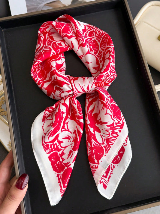 Foulard Carré Satiné Femme – Motif Vintage Élégant | Léger & Doux | Accessoire Mode Printemps-Été