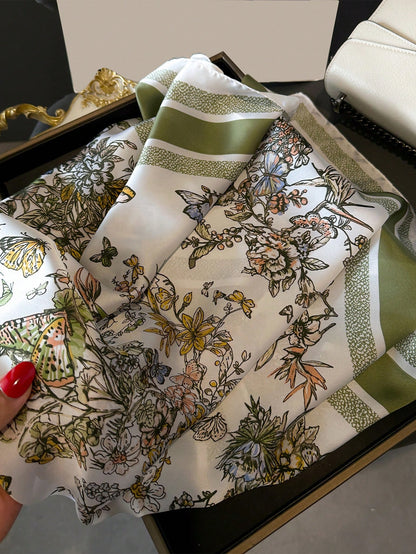 Foulard Carré Femme – Imprimé Floral Élégant | Léger, Coloré & Polyvalent