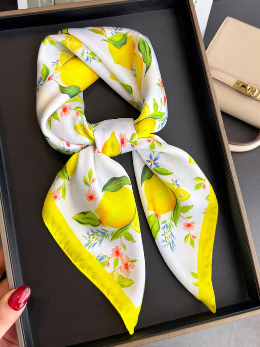 Foulard Carré Vintage Femme – Motif Élégant & Tissu Satiné Effet Soie | Idéal Printemps-Été