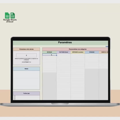 Budget mensuel & annuel – Suivi finances & épargne (Excel / Sheets)